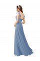 Soft Chiffon V-Neck Cap Sleeves Long Bridesmaid Dress Essex