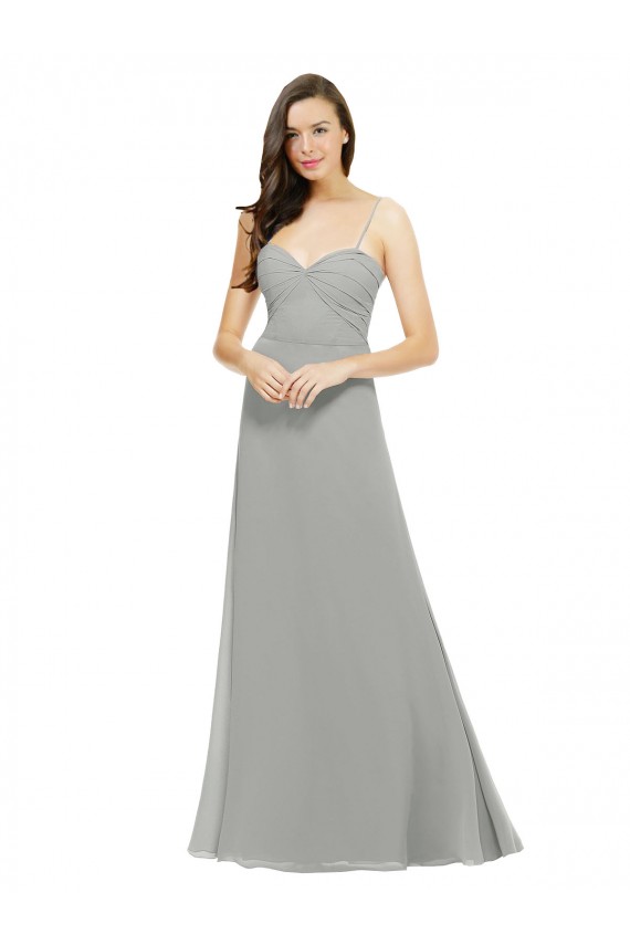 Chiffon Spaghetti Straps Sleeveless Long Bridesmaid Dress Essex