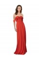 Soft Chiffon Sweetheart Sleeveless V-Back Red Long Bridesmaid Dress Essex