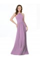 Soft Chiffon Halter Neck Sleeveless Dark Lavender Long Bridesmaid Dress Essex