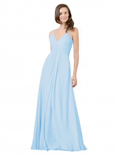 Chiffon Spaghetti Straps Sleeveless Keyhole Back Long Formal Dress / Bridesmaid Dress Essex
