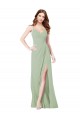 Soft Chiffon Spaghetti Straps Sleeveless Smoke Green Long Bridesmaid Dress Essex