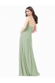 Soft Chiffon Spaghetti Straps Sleeveless Smoke Green Long Bridesmaid Dress Essex