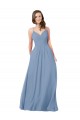 Chiffon V-Neck Sleeveless Open Back Dusty Blue Long Bridesmaid Dress / Evening Dress Essex