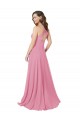 Soft Chiffon Halter Neck Sleeveless Keyhole Back Long Prom Dress / Bridesmaid Dress Essex