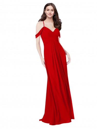 Soft Chiffon V-Neck Sleeveless Open Back Dark Red Long Bridesmaid Dress Essex
