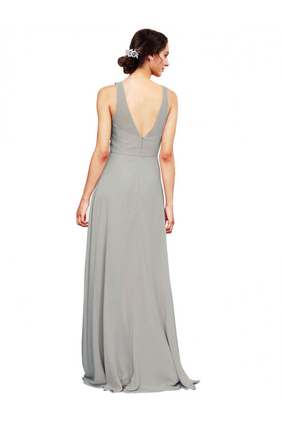 Soft Chiffon V-Neck Sleeveless Long Bridesmaid Dress Essex