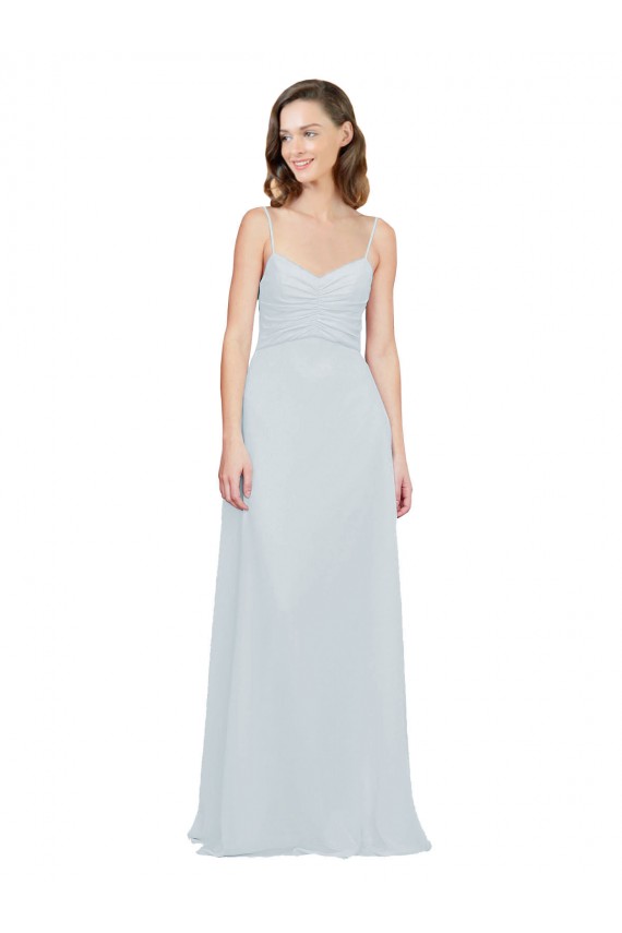Soft Chiffon Spaghetti Straps Sleeveless Frost Long Bridesmaid Dress Essex