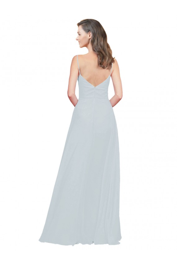 Soft Chiffon Spaghetti Straps Sleeveless Frost Long Bridesmaid Dress Essex