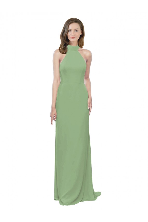 Soft Chiffon Halter Neck Sleeveless Long Formal Dress / Bridesmaid Dress Essex