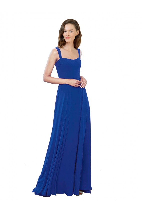 Soft Chiffon Square Neck Sleeveless Long Bridesmaid Dress Essex