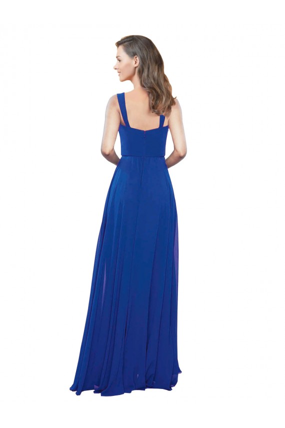 Soft Chiffon Square Neck Sleeveless Long Bridesmaid Dress Essex