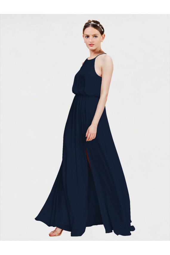 Chiffon Halter Neck Sleeveless Long Floor Length Formal Dress / Bridesmaid Dress Essex