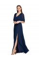 Soft Chiffon V-Neck Flutter Sleeves Long Bridesmaid Dress / Formal Dress Essex