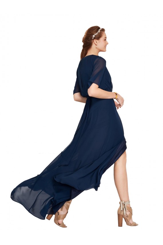 Soft Chiffon V-Neck Flutter Sleeves Long Bridesmaid Dress / Formal Dress Essex