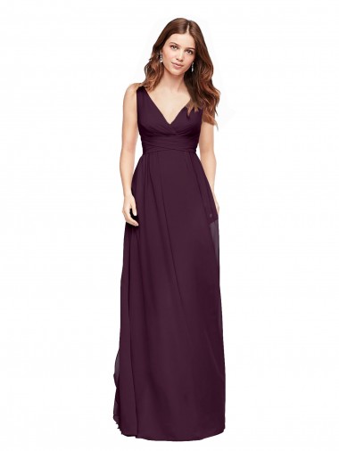Chiffon V-Neck Sleeveless Grape Long Evening Gowns / Bridesmaid Dresses Essex