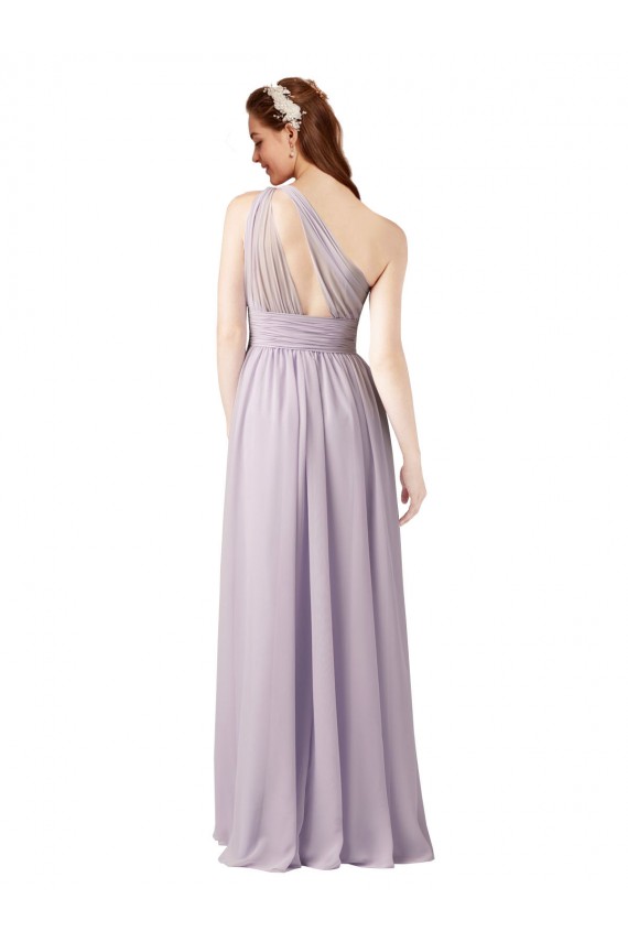 Chiffon One Shoulder Sleeveless Long Floor Length Bridesmaid Dress Essex