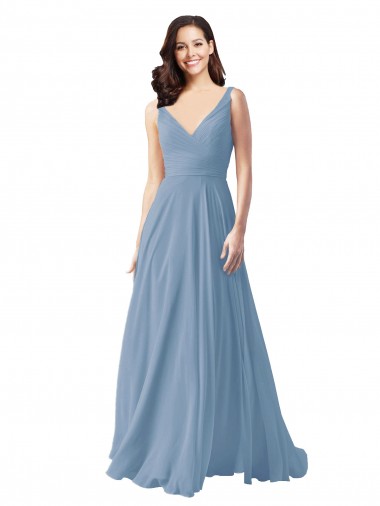 Chiffon V-Neck Sleeveless Long Wedding Party Dress Essex