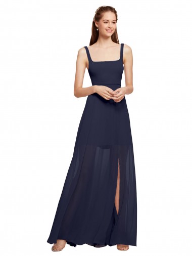 Chiffon Spaghetti Straps Sleeveless Long Bridesmaid Evening Dress Essex