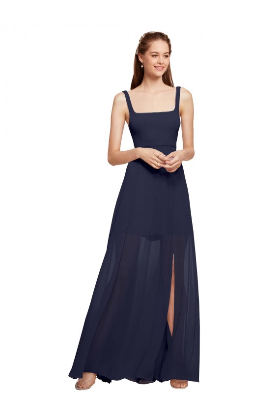 Chiffon Spaghetti Straps Sleeveless Long Bridesmaid Evening Dress Essex