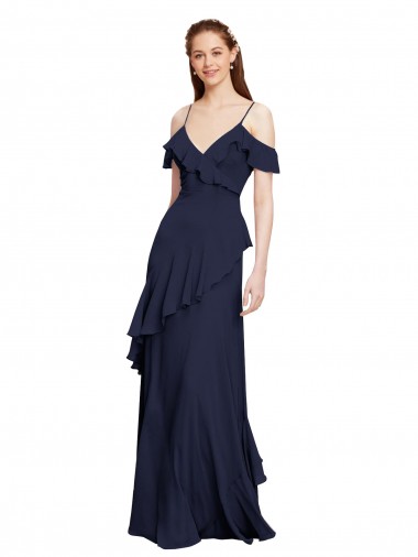 Chiffon Off the Shoulder Sleeveless Long Formal Dresses / Bridesmaid Dresses Essex
