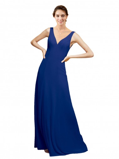 Chiffon V-Neck Sleeveless Low Back Long Floor Length Bridesmaid Dress Essex