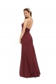 Soft Chiffon Halter Neck Sleeveless Open Back Burgundy Long Formal Dress / Bridesmaid Dress Essex