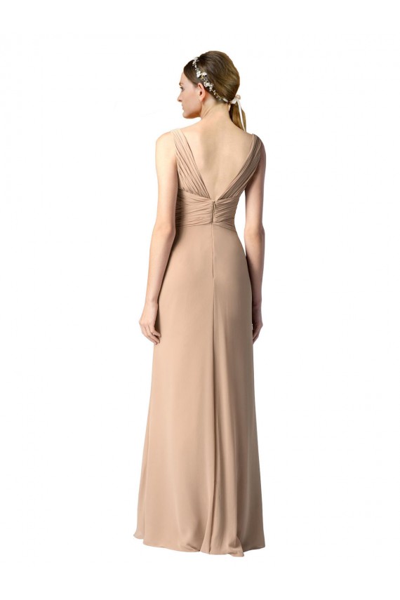 Soft Chiffon V-Neck Sleeveless V-Back Red Long Bridesmaid Dress Essex