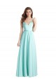 Soft Chiffon & Satin V-Neck Sleeveless V-Back Long Bridesmaid Dress Essex