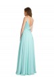 Soft Chiffon & Satin V-Neck Sleeveless V-Back Long Bridesmaid Dress Essex