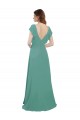 Soft Chiffon V-Neck Cap Sleeves V-Back Long Formal Dress / Bridesmaid Dress Essex