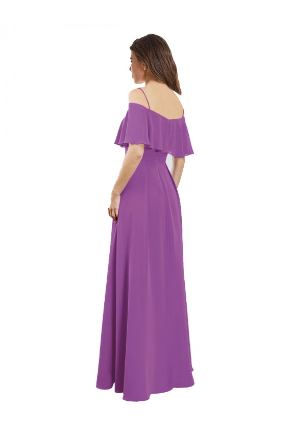 Soft Chiffon Off the Shoulder Flutter Sleeves Dahlia Long Bridesmaid Dress Essex