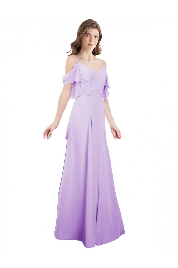 Soft Chiffon Off the Shoulder Cold Shoulder Long Formal Dress / Bridesmaid Dress Essex