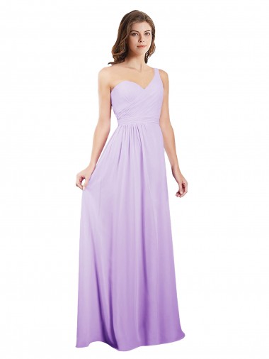 Chiffon One Shoulder Sleeveless Long Bridesmaid Dress / Evening Dress Essex