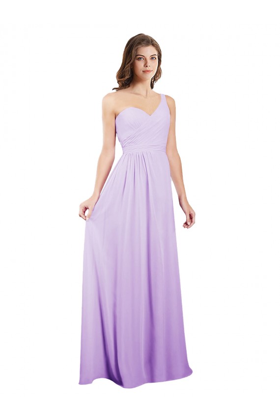 Chiffon One Shoulder Sleeveless Long Bridesmaid Dress / Evening Dress Essex