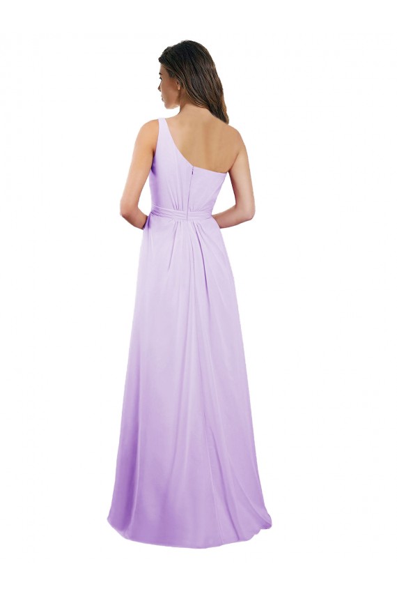 Chiffon One Shoulder Sleeveless Long Bridesmaid Dress / Evening Dress Essex