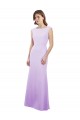 Soft Chiffon Round Neck Cap Sleeves Open Back Long Bridesmaid Dress Essex