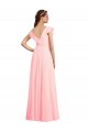 Chiffon V-Neck Cap Sleeves V-Back Long Bridesmaid Dress / Evening Gowns Essex