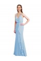 Soft Chiffon Spaghetti Straps Sleeveless Open Back Light Sky Blue Long Bridesmaid Dress Essex