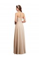 Soft Chiffon Halter Neck Sleeveless Low Back Champagne Long Bridesmaid Dress Essex