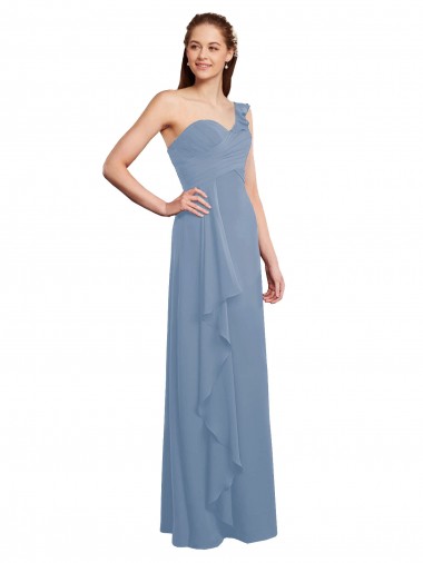 Chiffon One Shoulder Sleeveless Long Formal Dress / Bridesmaid Dress Essex