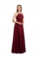 Chiffon Spaghetti Straps Sleeveless Open Back Long Bridesmaid Evening Dress Essex