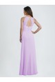 Soft Chiffon Halter Neck Sleeveless Keyhole Back Long Bridesmaid Dress / Formal Dress Essex