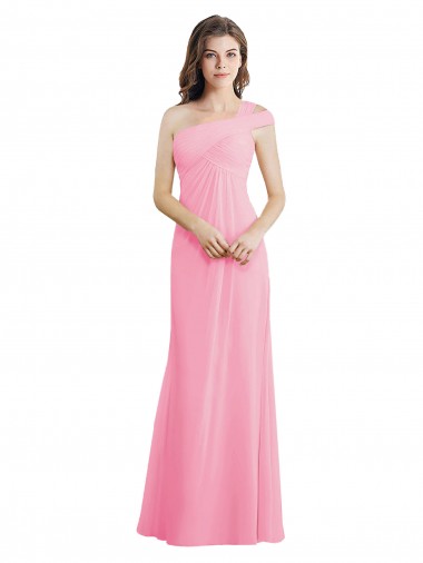 Chiffon One Shoulder Sleeveless Long Bridesmaid Dress Essex