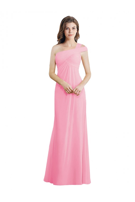 Chiffon One Shoulder Sleeveless Long Bridesmaid Dress Essex