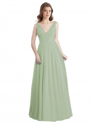 Soft Chiffon V-Neck Sleeveless V-Back Long Formal Dress / Bridesmaid Dress Essex
