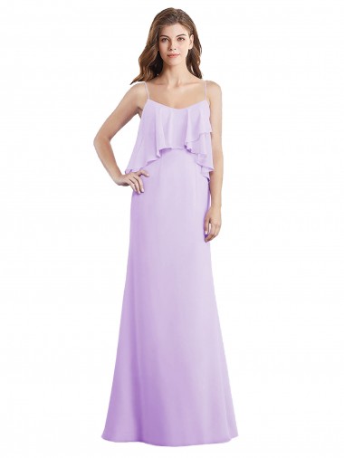 Chiffon Spaghetti Straps Sleeveless Low Back Long Bridesmaid Dress / Evening Dress Essex