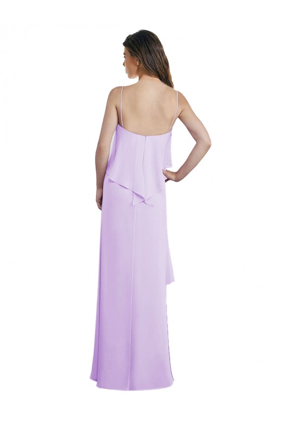 Chiffon Spaghetti Straps Sleeveless Low Back Long Bridesmaid Dress / Evening Dress Essex