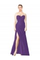 Soft Chiffon Sweetheart Sleeveless Low Back Plum Purple Long Bridesmaid Dress Essex