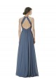 Soft Chiffon Halter Neck Sleeveless Open Back Silver Stone Long Formal Dress / Bridesmaid Dress Essex